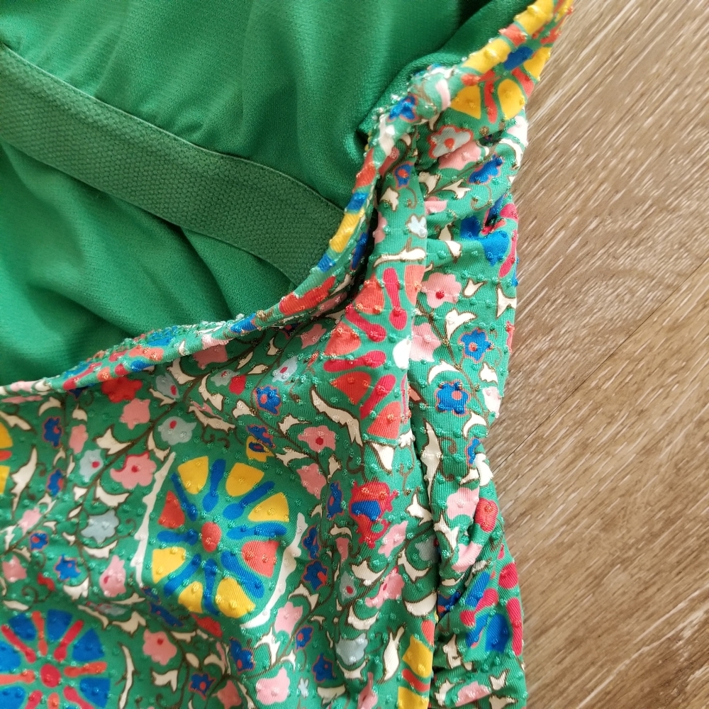 RHODE Green Multicolor Halter One-Piece Swimsuit with Orange Trim - Picture 8 of 9